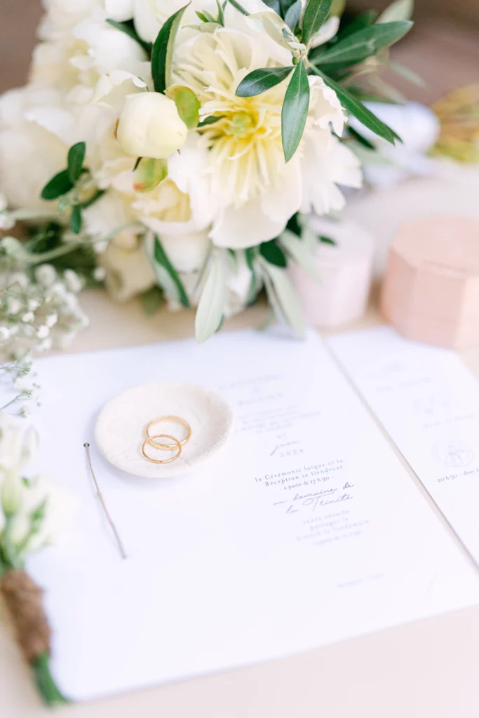 Détail des alliances décoration élégante pour mariage